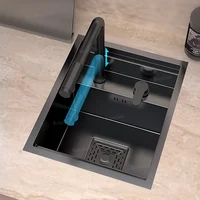 Hidden Bar Sink Stainless Steel Kitchen Sink Apartment Small Single Slot Touring Car Multi-functional Wash Basin With Cover Plat 1