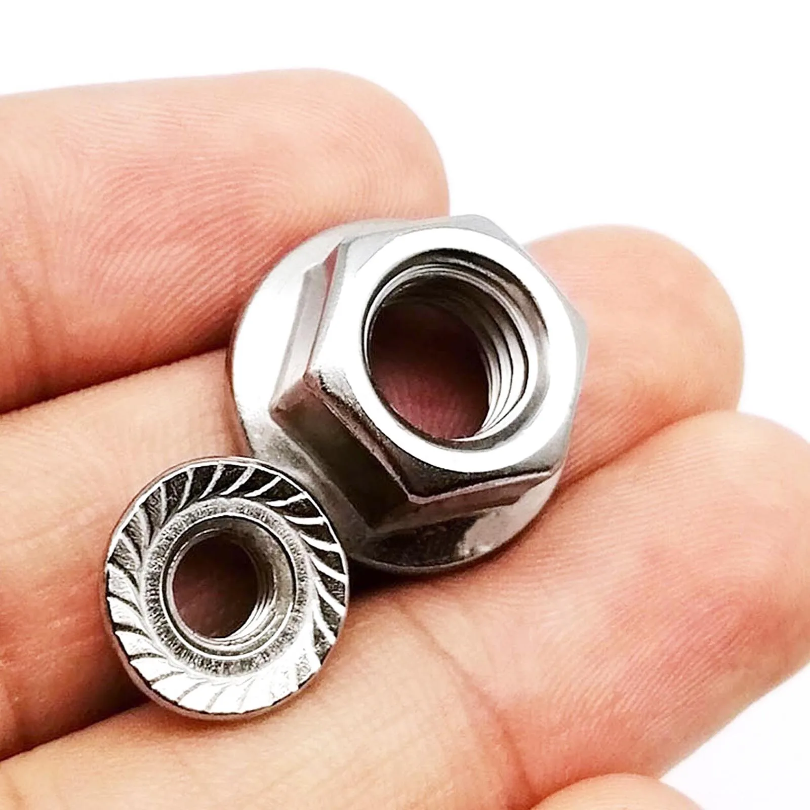 Flange Nut 110pcs/Box Hex Hexagon Serrated Spinlock Lock Nut Set Mix Size M3 M4 M5 M6 M8 Assortment Kit Stainless Steel