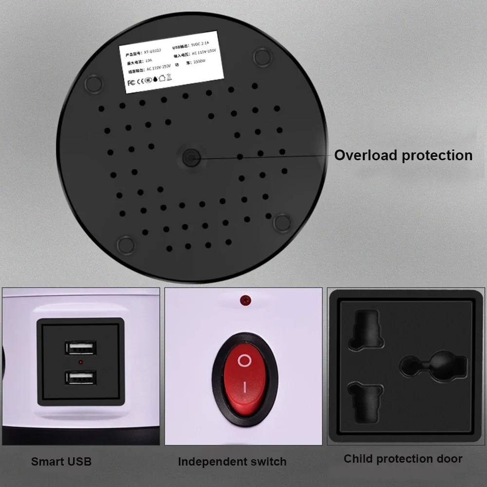 Adaptador de enchufe Vertical de la UE, tira de alimentación de torre,  enchufes de capas, Protector contra sobretensiones de TYPE-C USB,  protección de circuito, cable de extensión de 2m - AliExpress