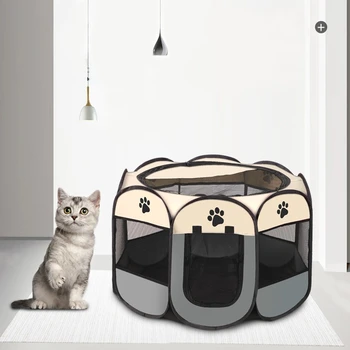 Pet Octagonal Crate Cat Crate Dog Crate Folding Maternity Crate Canine Crate Easy Operation Enclosure Outdoor Camping Pet Tent 1