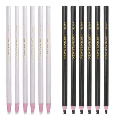12Pcs Roll Paper Point Pens Thread Machine Sewing Pens Multi-purpose Crayons (Black White)