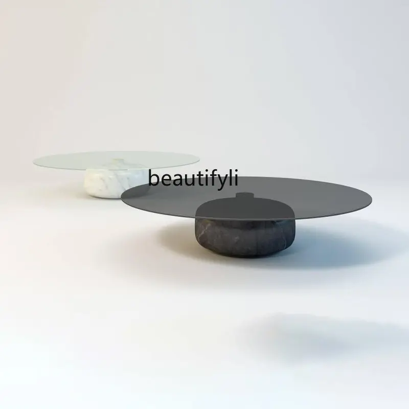 

yj Nordic Light Luxury round Marble Coffee Table Minimalist Creative Short Tea Table