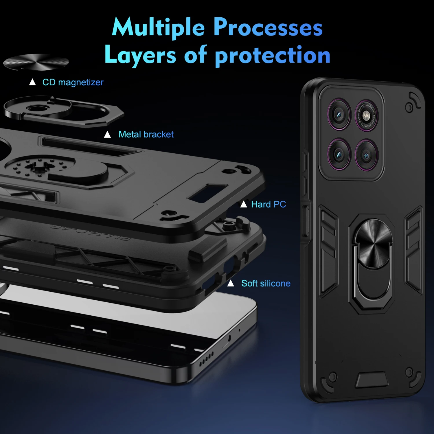 Military Armor Shockproof Case with Ring Stand Holder