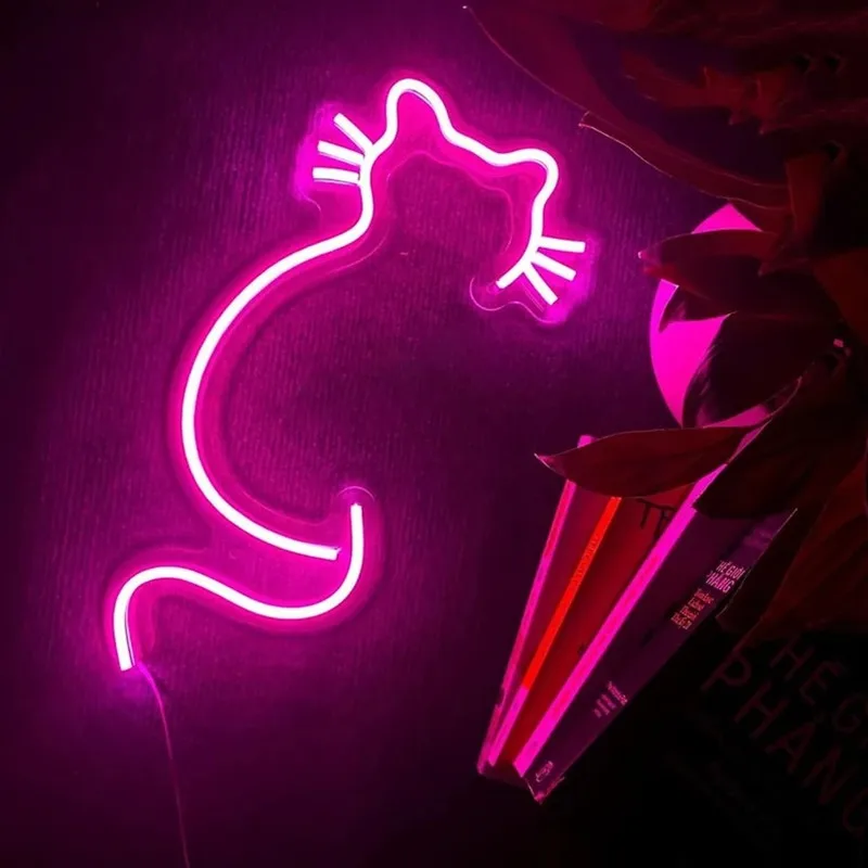 Wanxing Lazy Cat Anime Cartoon Neon Sign Led Light Custom Light Party Home Child Room Engagement Pet Animal Wall Decoration Gift