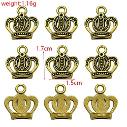 Vintage Silver & Gold Crown Charms Pendant for DIY Jewelry Accessories (06 gold 20pcs)
