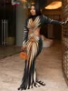 Weird Puss Waistless Dress Women Turtleneck Colorful Striped Print Hollow Full Sleeve Fall Trend 2024 Midnight Party Vestidos 5
