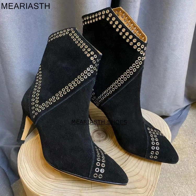 Botines De Tobillo Para Mujer YODEKS - Punta Puntiaguda, Tacón De Aguja 10 Cm, Hebilla De Diamantes De Imitación