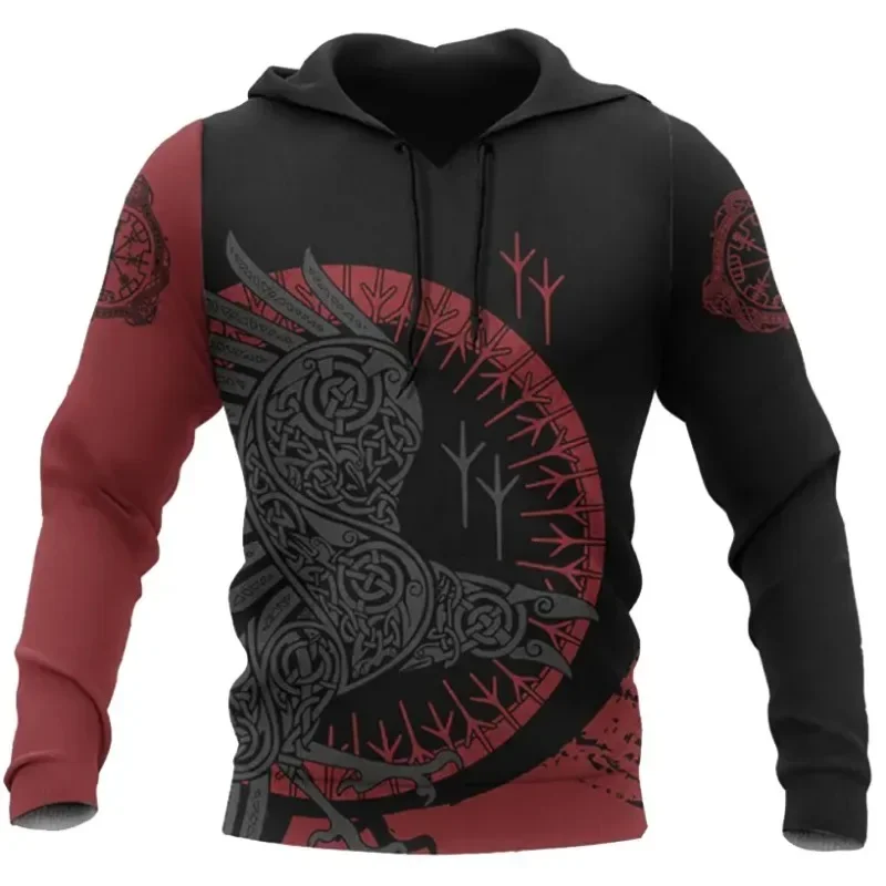 

Autumn Men's Hoodie Wolf Print 3D Sweatshirts Urban Trendy All-Match Oversized Vikings Hooded Clothes Men Clothing Cosplay
