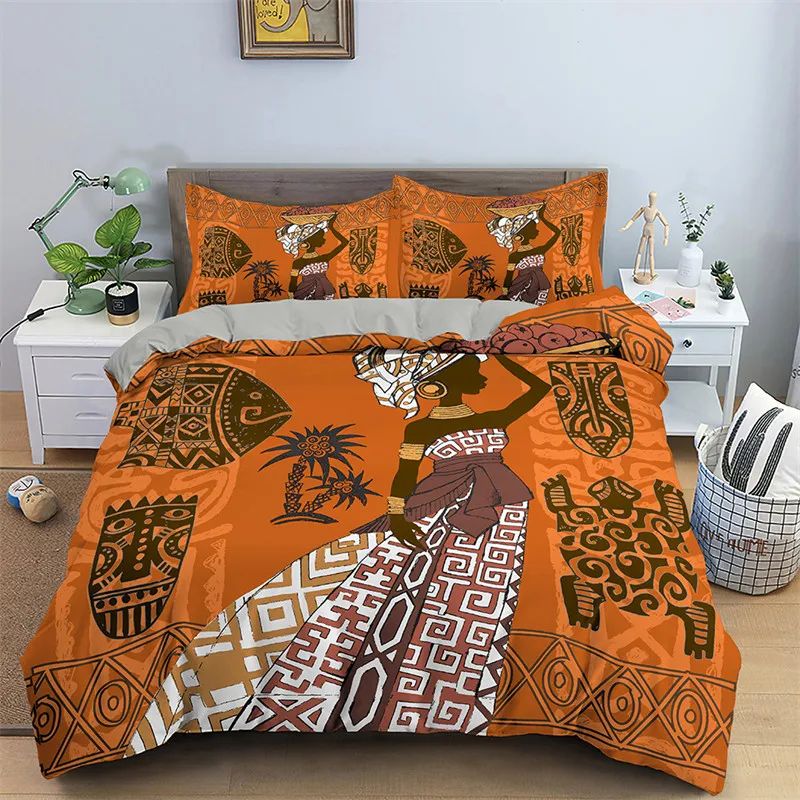 

Duvet Cover African Woman Theme for Women Children Microfiber Exotic Comforter Cover Ethnic Afro Bedding Set Room Decoration