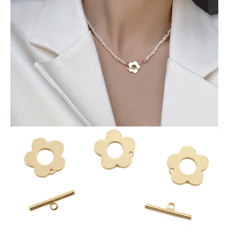 

OT Clasps for Jewelry Making Supplies Gold Color Buckle Button Accessories Finding Diy Necklace Copper Metal Wholesale Lots Bulk