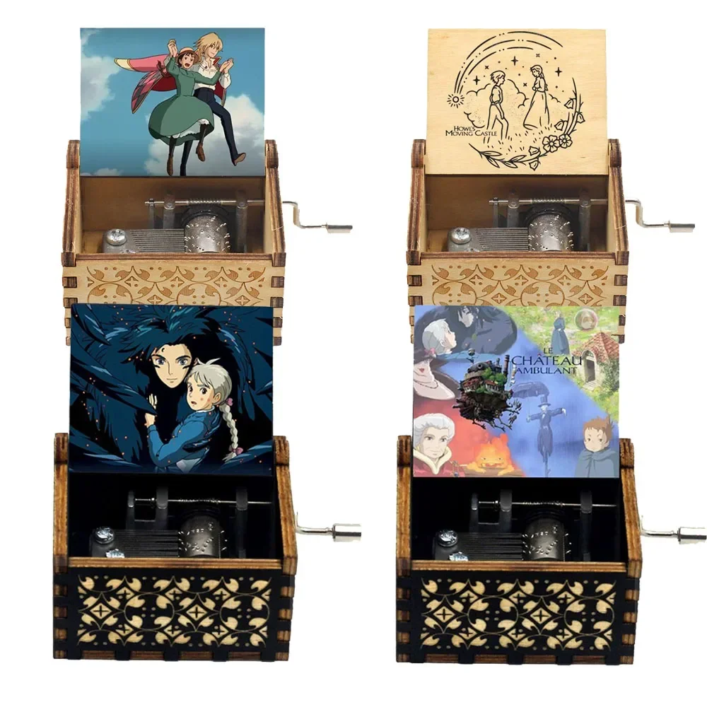 Howl's Moving Castle Music Box Totoro Dragon Ball Godfather Spirited Away Wood Handmate Gift music box carousel music box