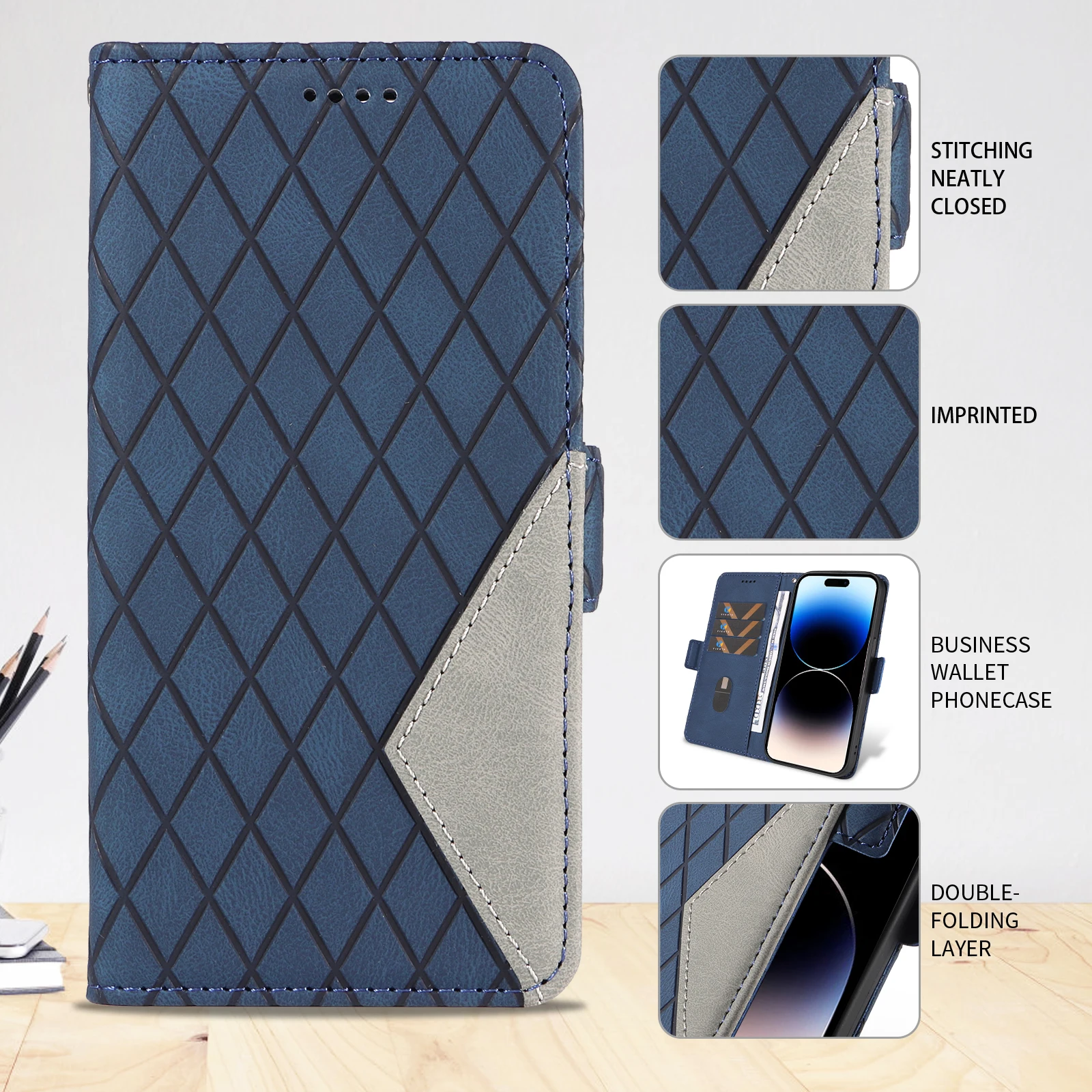 Leather Wallet Phone Case with Card Holder and Kickstand