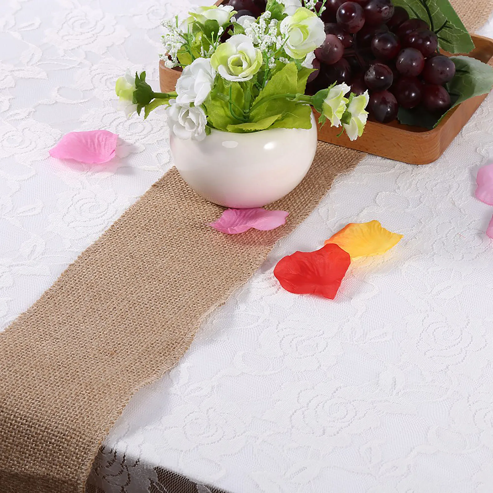 

Nature Hessian Jute Burlap Ribbon Rustic Table Runner Crafts Chair Home Wedding Party Decor