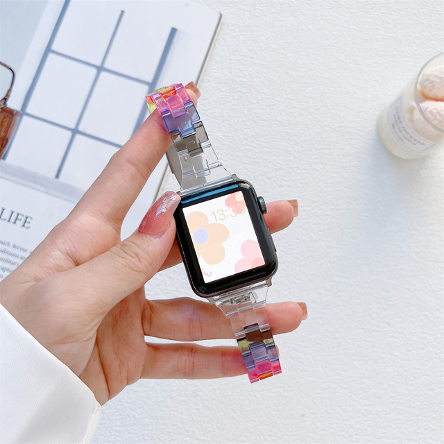 Transparent Band For Apple Watch 44mm 40mm 45mm Series Se 7 6 5 Clear Strap on Smart Iwatch 34 38mm 42mm Bracelet Watchband