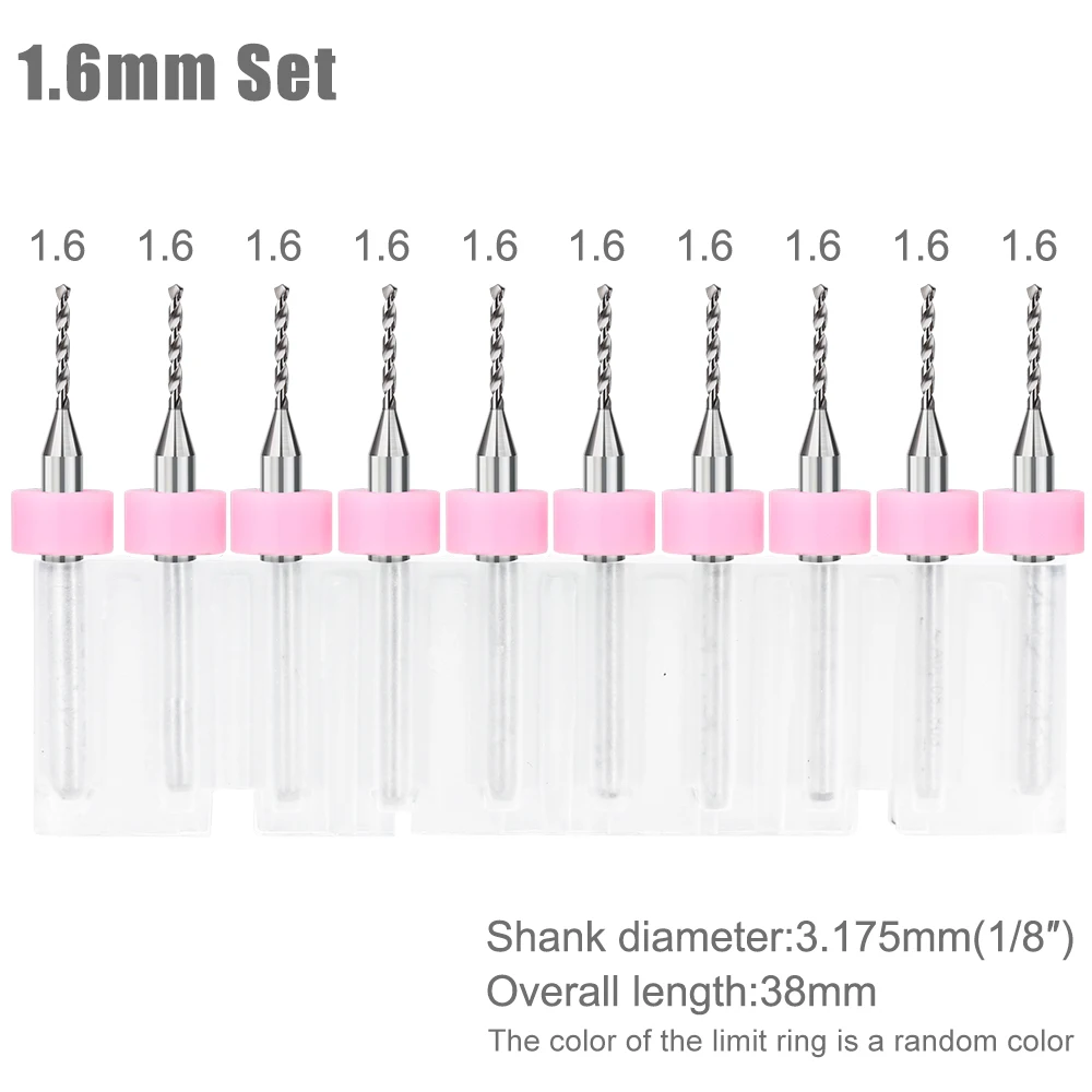Precision Carbide Drill Bit Set for Circuit Boards - 10 Piece 0.1-1.2mm Range