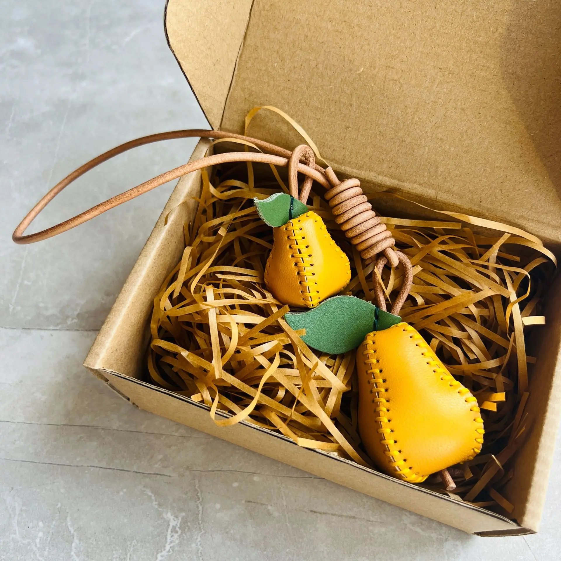 Genuine Leather Fruit Bag Charms Handmade Keychain For Handbags_voghion.com
