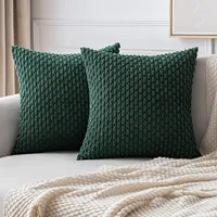 Dark Green Throw Pillow Covers 16x16 Inch Decorative Couch Cushion Cover Soft Corduroy Boho Home Decor for Bed Sofa Living Room 1