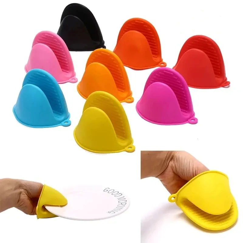 Thicken Baking Silicone Oven Mittens 1pcs Microwave Oven Gloves Heat Insulation Anti-slip Grips Bowl Pot Clips Kitchen Gadgets
