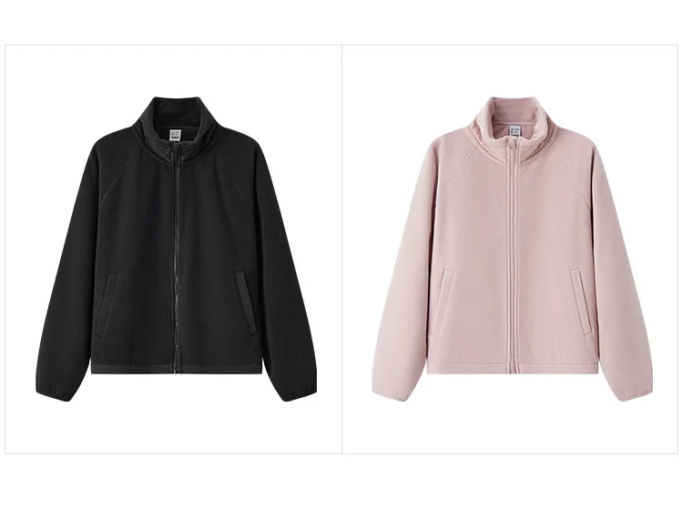 Coat Women Antistatic Polar Fleece Loose New Winter Stand-Up Collar Raglan Sleeve Jacket
