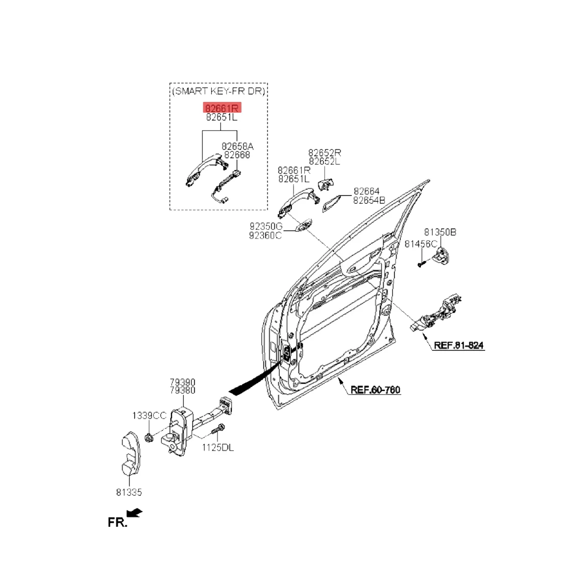 

Индуктивная ручка 82651C5710 82661C5710 для Kia Sorento 2015-2019, Хромированная ручка с кнопкой, 1 пара