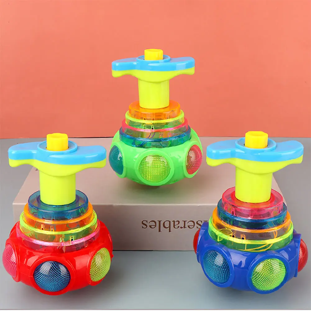 Colorful Flashing Gyro Spinning Toy Plastic Music Rotating Toy with