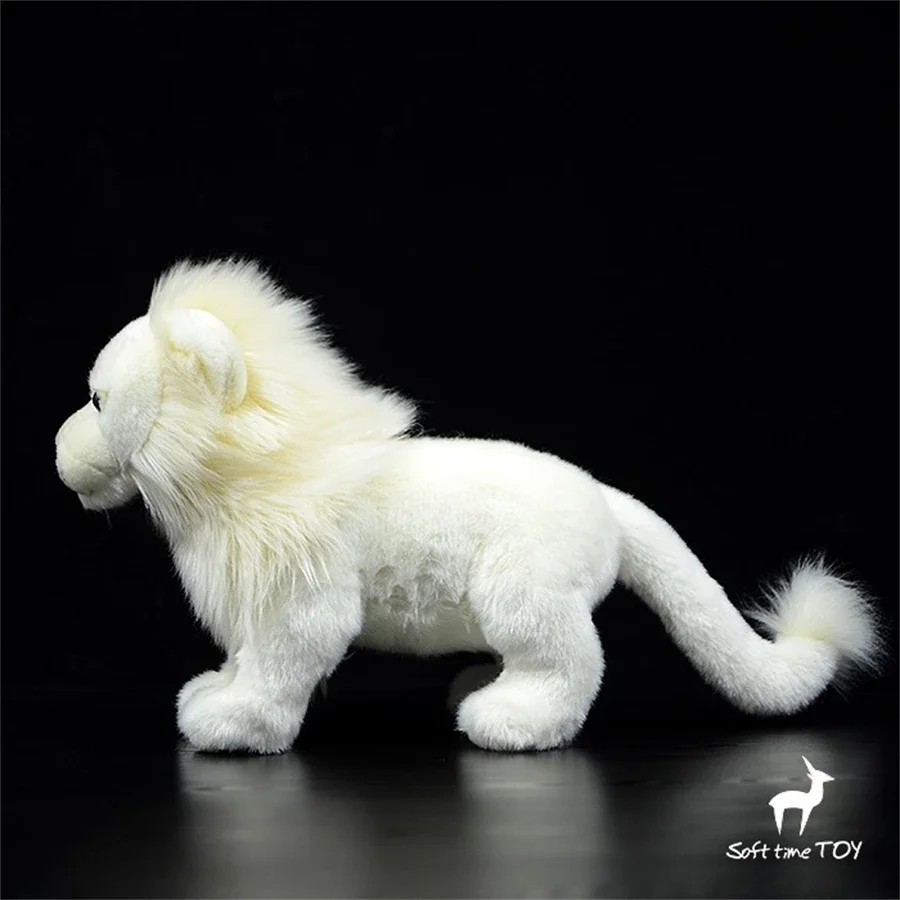 White Lion High Fidelity Anime Cute Plushie African Plain Plush Toys Lifelike Animals Simulation Stuffed Doll Kawai Toy Gifts 3
