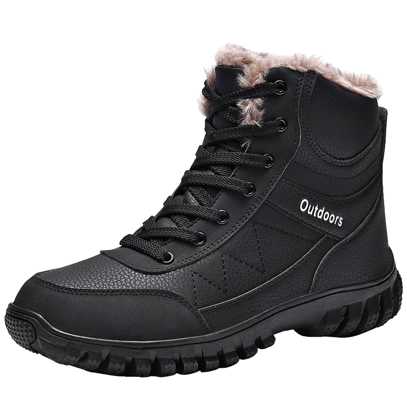 Unisex Large Size Winter High Top Plush Warm Anti-Ski Boots Couple Outdoor Travel Hiking Shoes Men's Field Training Boots 35-48#