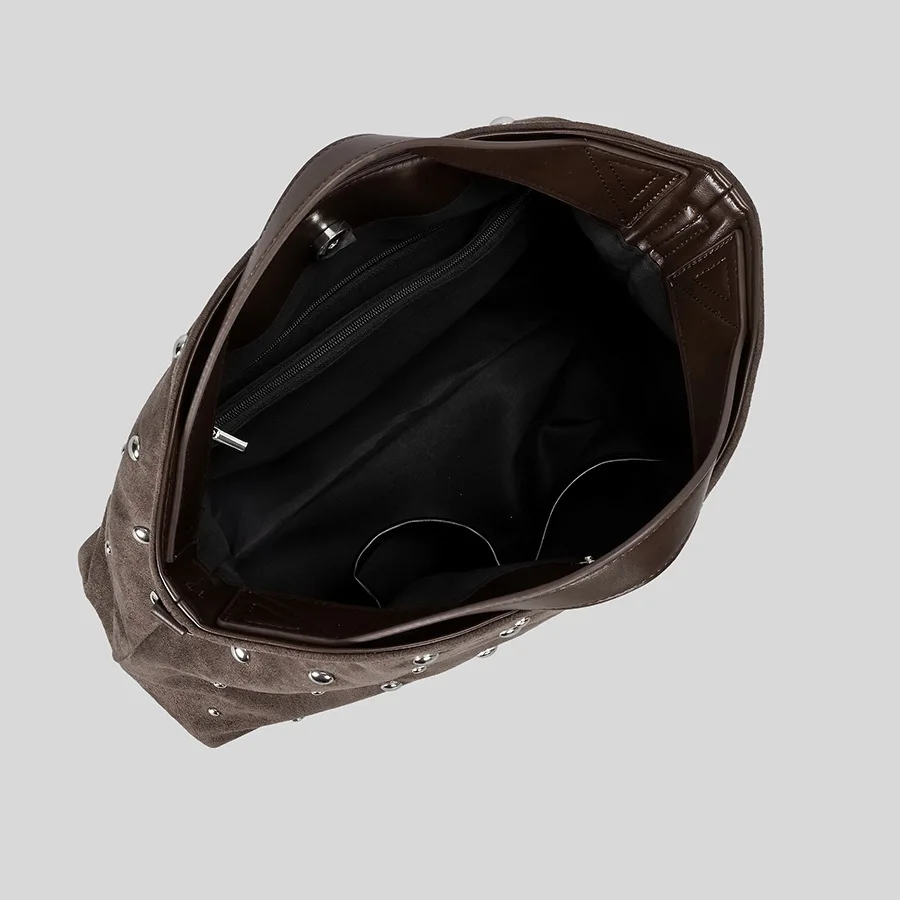 Fashion Rivet Tote Bag Designer Women Handbags Casual Punk Style Nylon Shoulder Crossbody Bag 2025 New Arrival