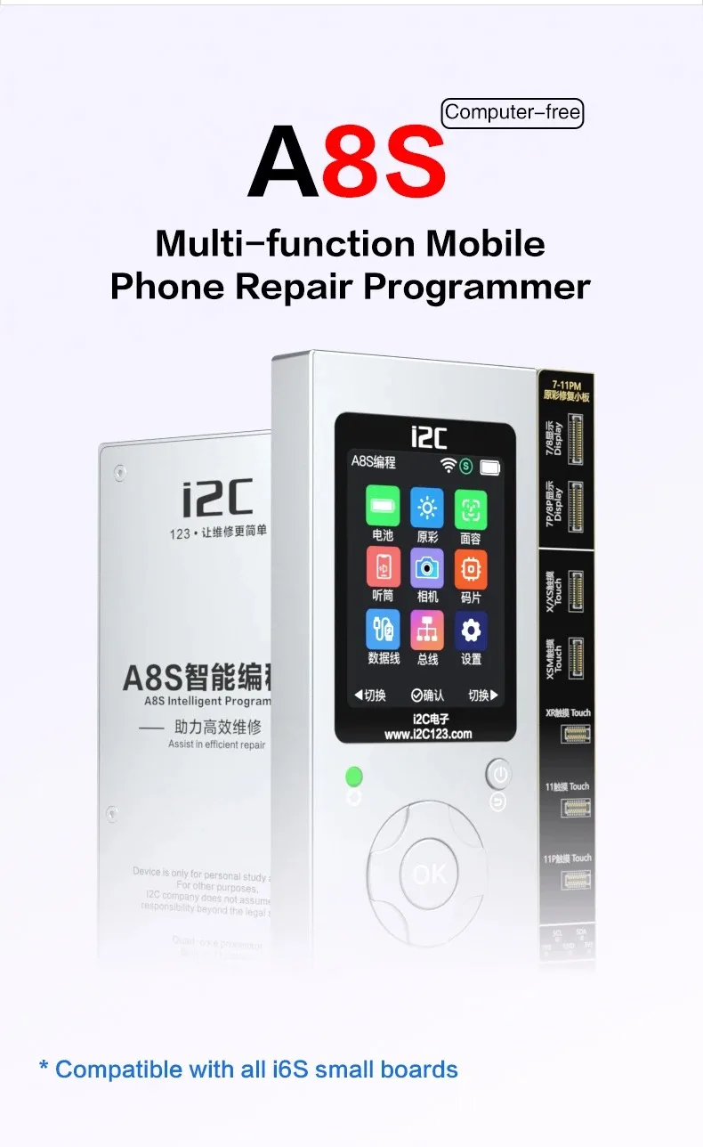 아이폰 12-15PM 카메라 교체 부품용 i2C A8S 프로그래머 태그온 카메라 수리 플렉스 케이블 (중요한 카메라 메시지 경고 제거)