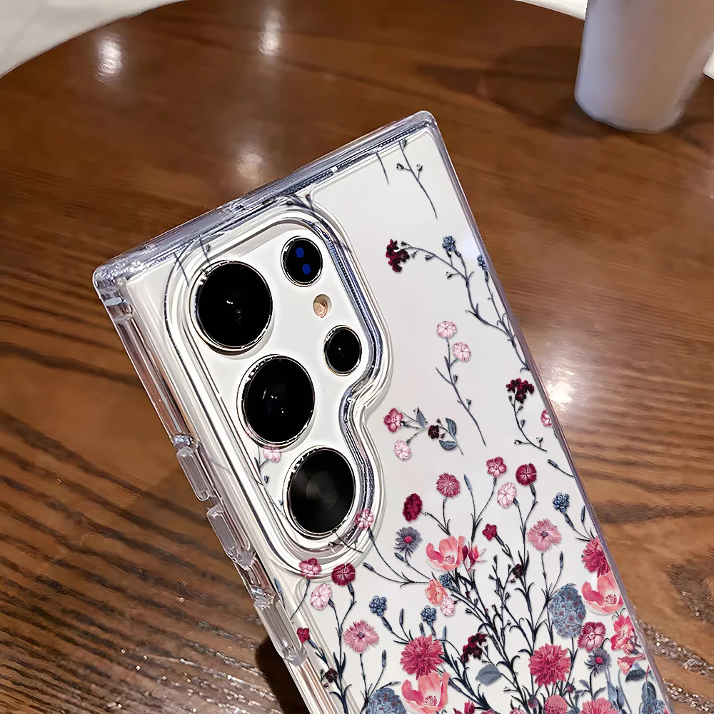 Shockproof Transparent Floral Soft Silicon Phone Case