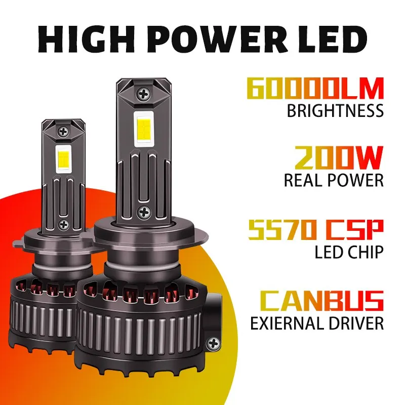 Canbus H7 H1 H4 H11 LED Headlights 180W 60000LM 9012 HIR2 H8 H9 9005 9006 HB3 HB4 Extremely High