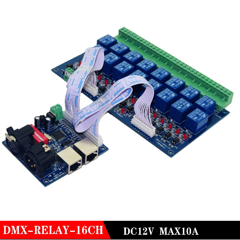 16CH DMX512 relay decoder DC12V Max10A 16 group relay switch mainboard