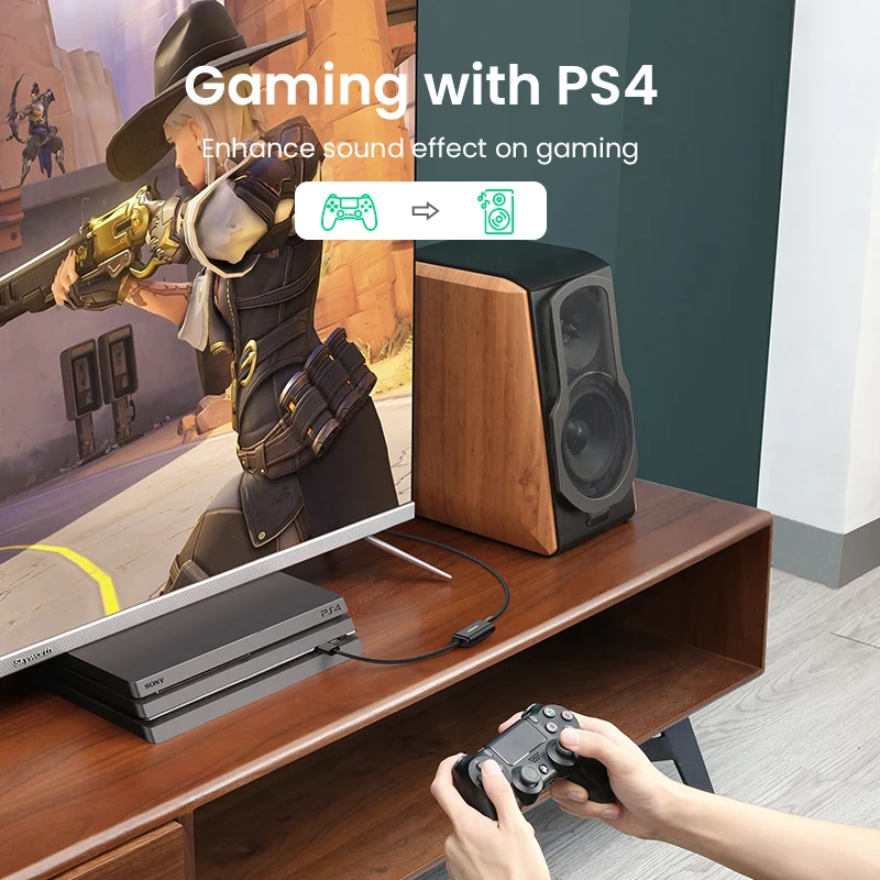 Ugreen Placa de Som Usb para 3.5 mm Interface de Áudio para Desktop Portátil Usb para Microfone Alto-falante Fone de Ouvido para Ps5 Ps4 Cartão de Áudio - Imagem 2