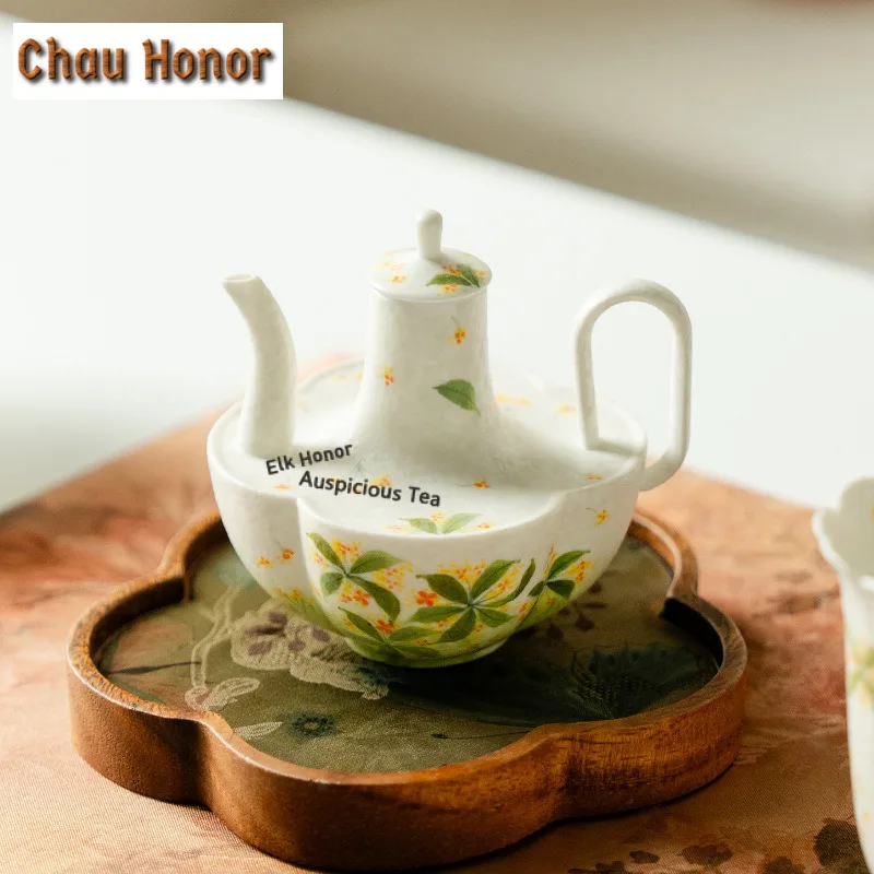 150ml Hand-painted Osmanthus Teapot Handmade Tea Warm Wine Vessel Pot Tea Soaking Kettle With Filter Kung Fu Tea Tableware Gift