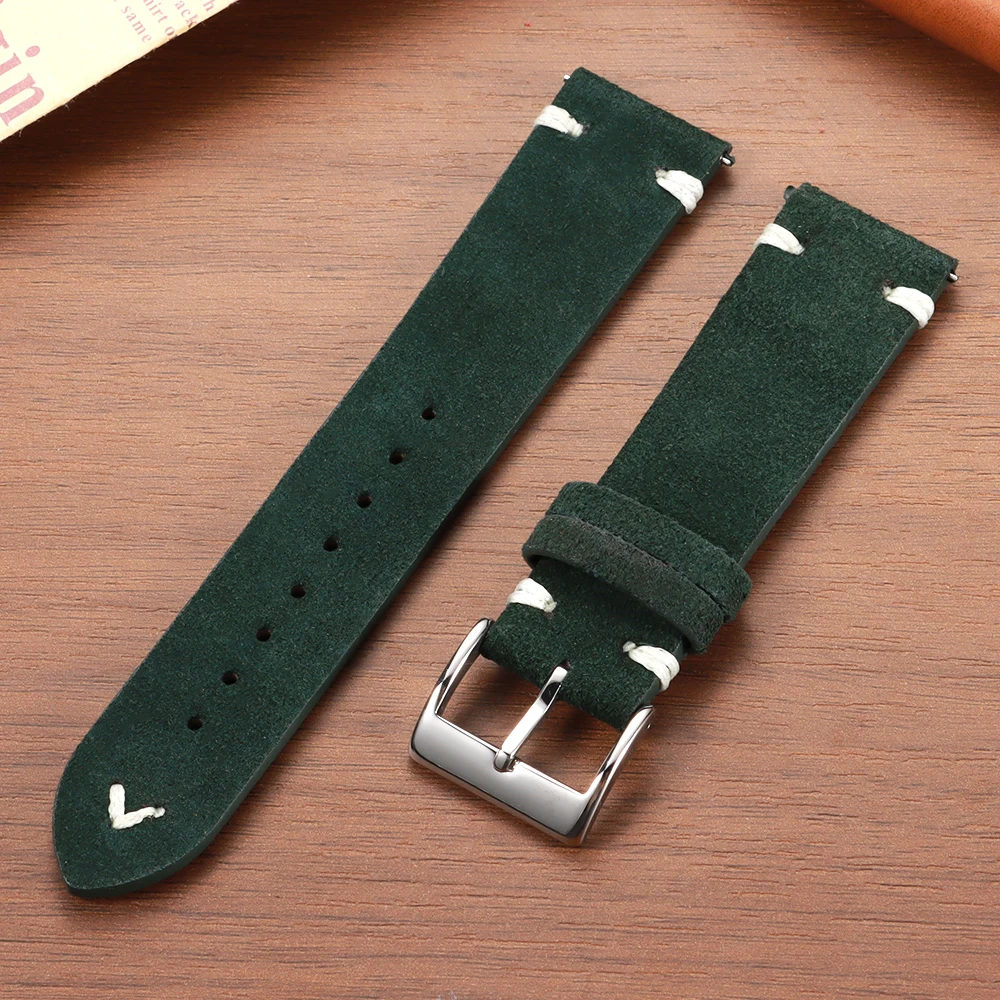 Vintage Genuine Suede Leather Quick Release Watch Strap - Handmade Unisex Sport Bracelet
