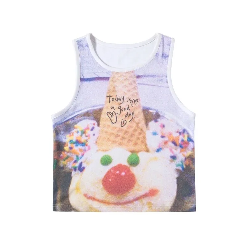O0s CIVARIZE シヴァーライズクラッシ ュ加エタンクトップ y2k Karrram Y2k Aesthetics Tank Top Japanese Harajuku Joker Ice