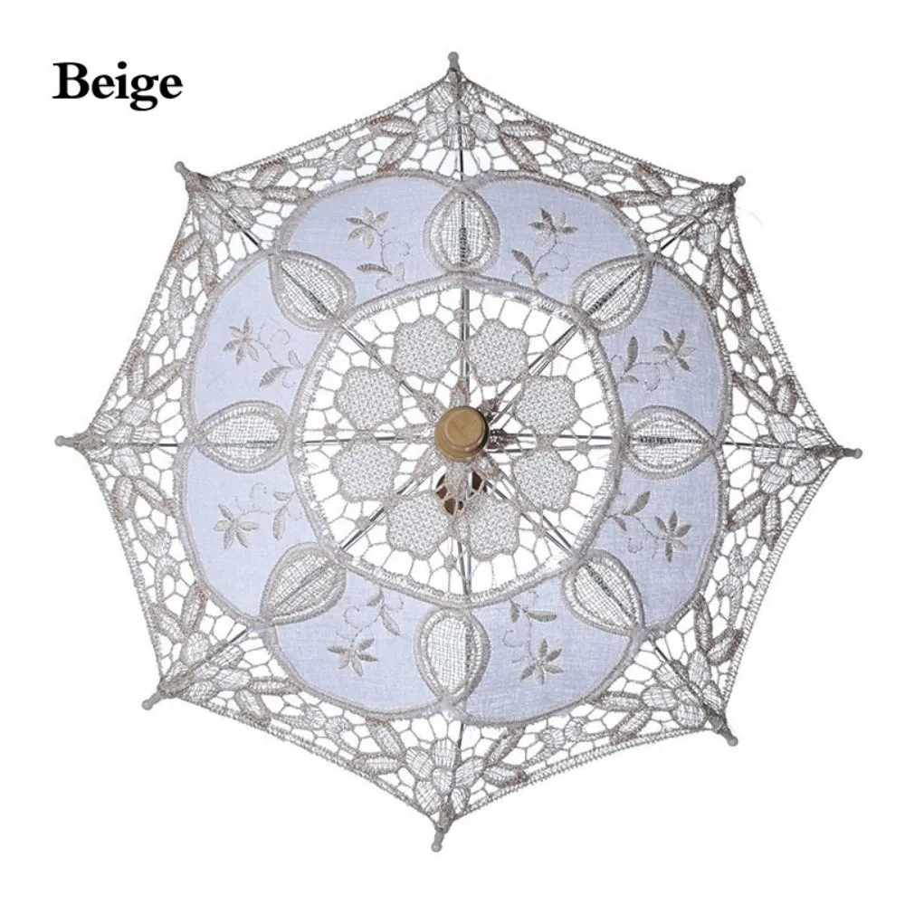 Vintage 26/31/43/53 cm Spitze Sonnenschirm Regenschirm Stickerei Baumwolle Spitze Blumenmädchen Regenschirm Kinder Sonnenschirm Braut Hochzeitsgeschenk – Detail 8