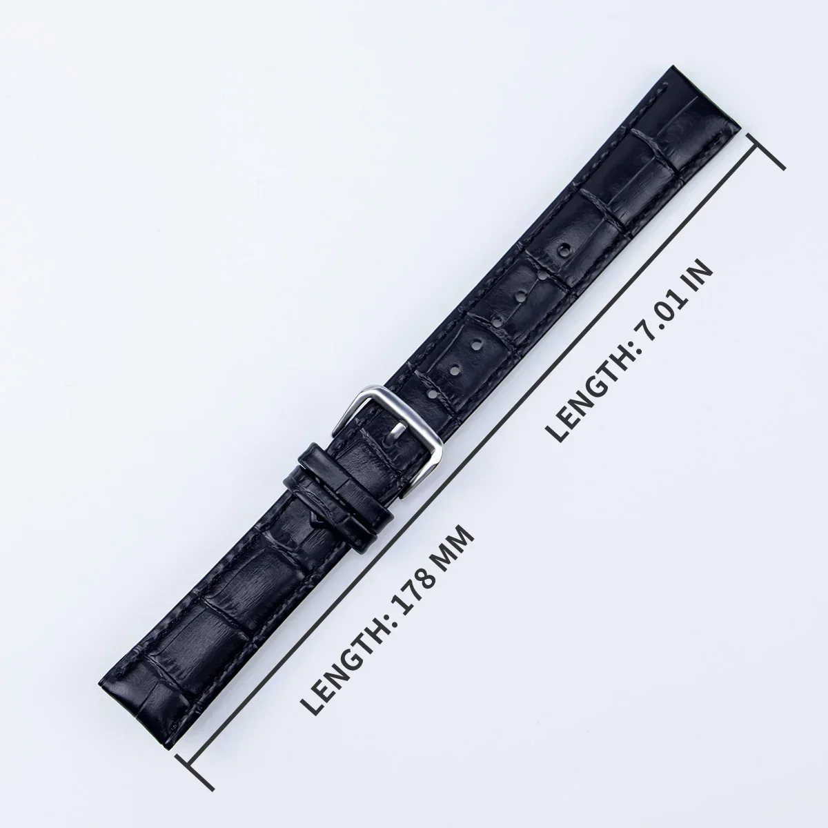 Luxurious Soft Leather Wrist Watch Strap with Pin Buckle Closure