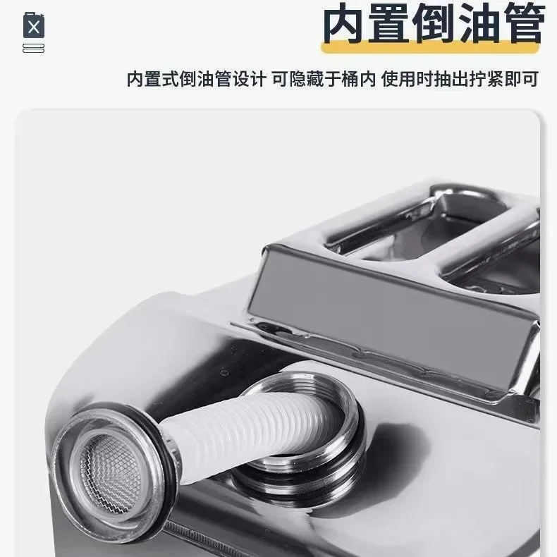 10L Litres 201 Stainless Steel Fuel Tank Petrol Storage Oil Jerrycan Gas Can Car Motorcycle Truck Car Fuel-jugs with Oil Pipe petrol can motorcycle fuel container