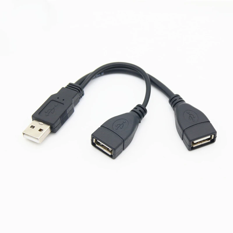 2 in 1 USB 2.0 Extension Line 1 Male To 2 Female USB Data Cable Charging Adapter Converter Splitter for Hard Disk Network Card