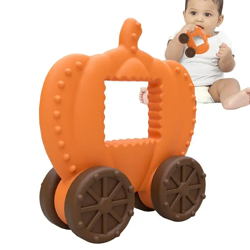 

Halloween Cartoon Silicone Pumpkin Teether For Baby Chewable Toys Sensory Exploration And Teething Relief Massaging Gums Toy