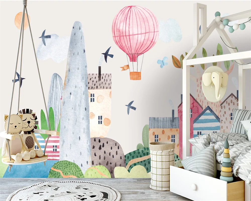 

beibehang Custom New papier peint Modern Nordic Hand Painted Cartoon Watercolor Children's Room Bedroom Background Wallpaper