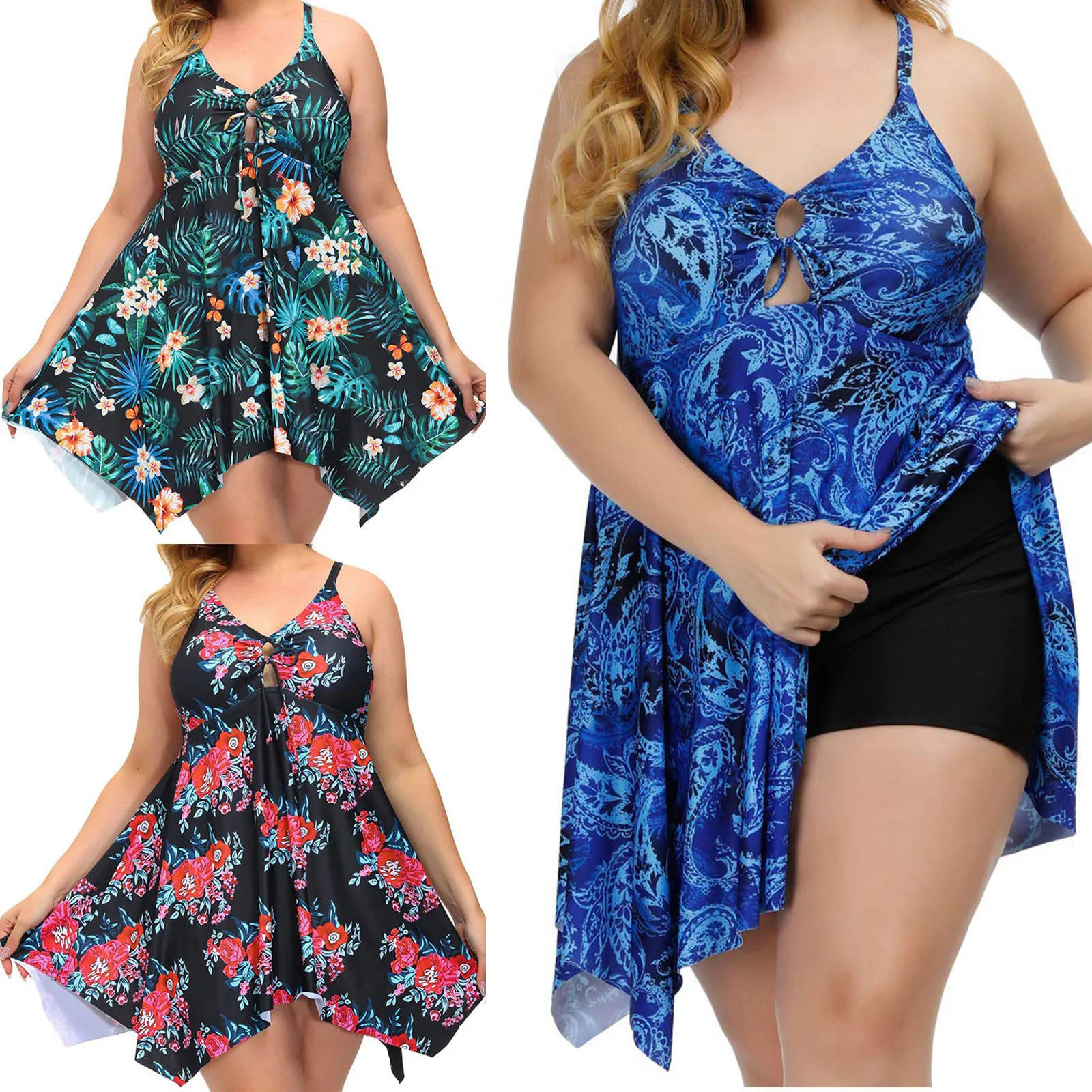 Swimming Shirts for Teen Girls Women'S Large Size Printed Separate Swimsuit Cover Belly Flat