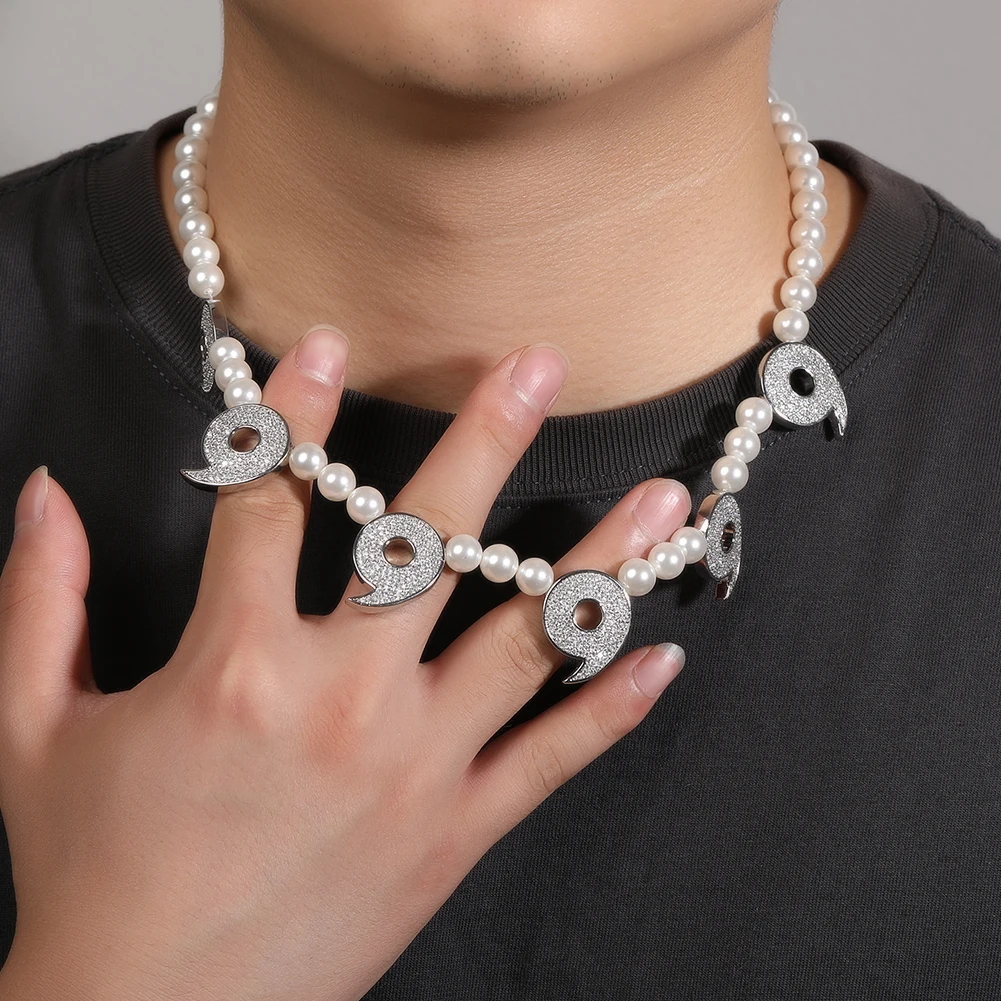 THE BLING KING 8mm Power of Six Paths Pearl Necklace Iced Out Cubic Zirconia Bead Chain HipHop Fashion Jewelry For Gift