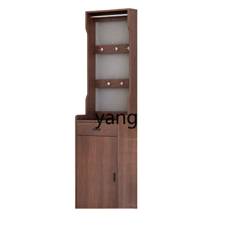

Yjq Solid Wood Entrance Ultra-Thin Shoe Cabinet Home Doorway with Hanger Integrated Single Door Narrow Small Apartment Lobby