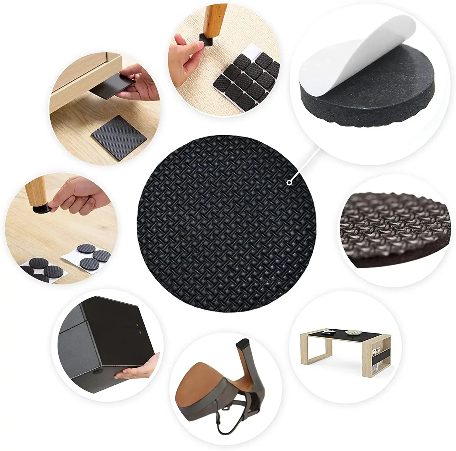 미끄럼 방지 가구 패드, 가구 그리퍼, 자체 접착 고무 발, 바닥 보호대, 소파 스토퍼, 미끄럼 방지, 가구 및 다리용