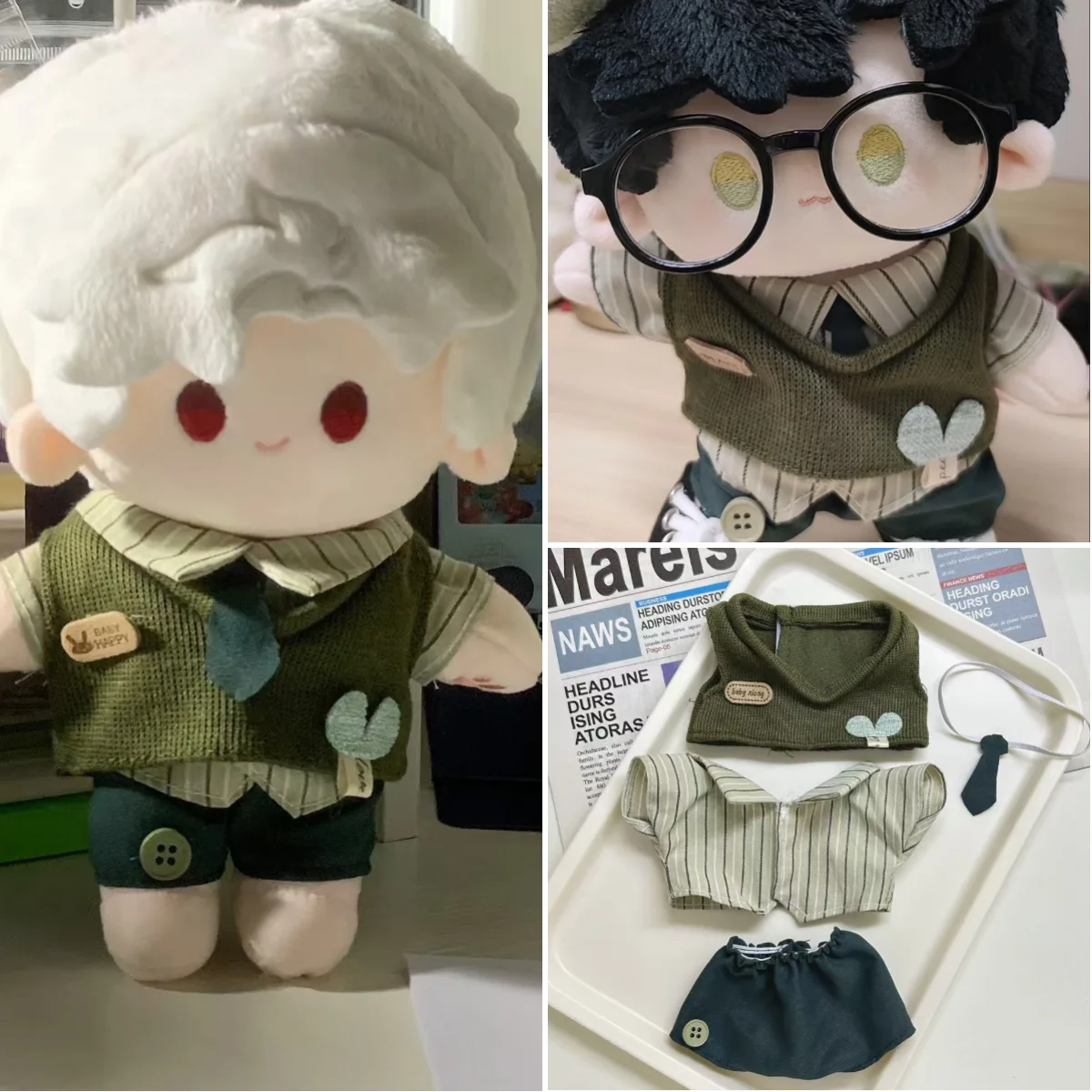 Idol Doll Clothes 20cm Knitwear Shirt pants tie Doll Outfit Love and Deepspace