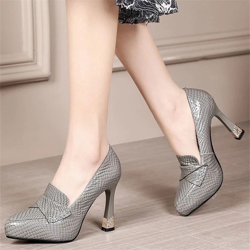 

Women Cool Grey Plaid Pattern Spring & Summer High Heel Shoes Lady Casual Black Comfort Party Heel Pumps Sapatos Femininas F389