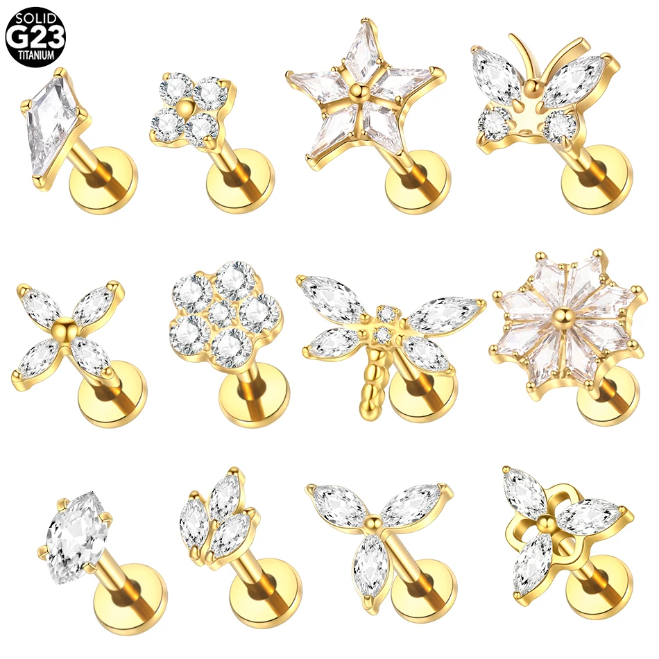 OUFER Body Piercing Helix Oorbellen 16G 316L roestvrij staal Dragon Claw Tragus Stud Oorbellen Labret Piercing Sieraden Lip Ringen Conch Piercing Sieraden, Roestvrij staal, Natuursteen