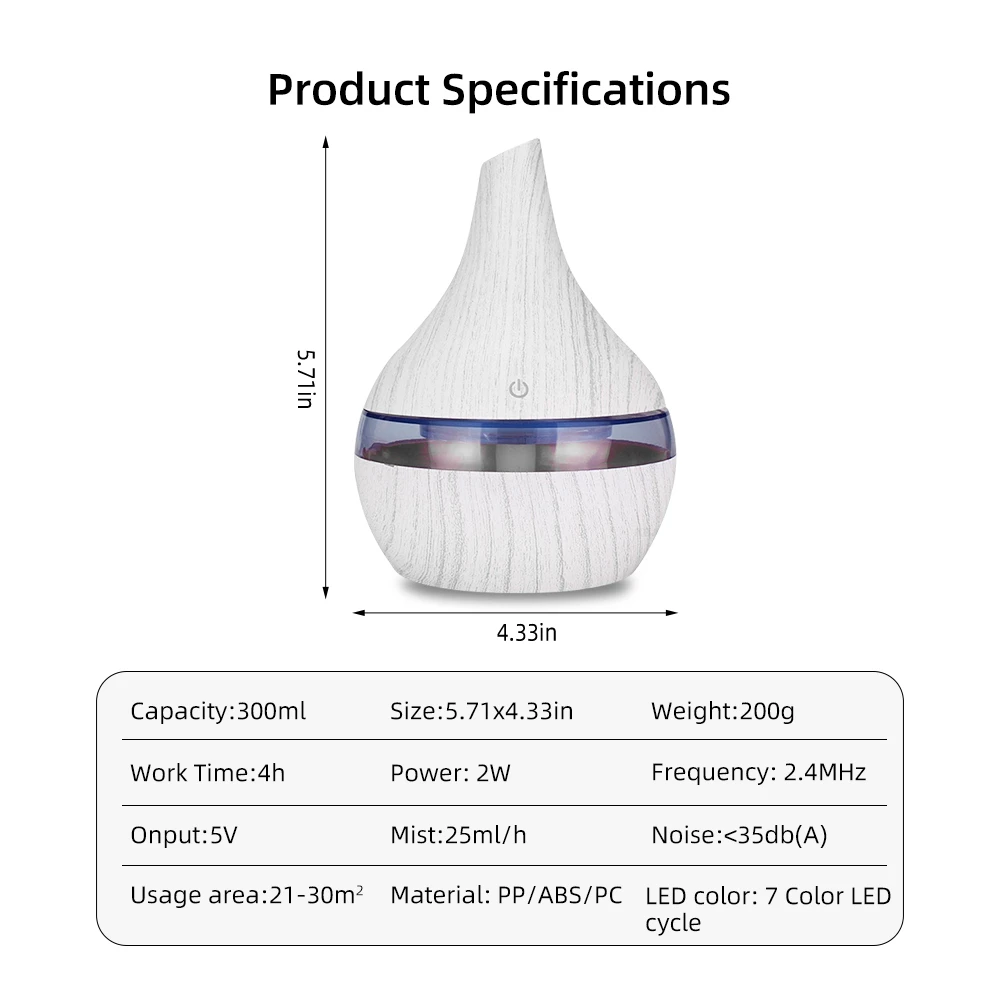 Compact 10.14oz Portable USB Humidifier & Essential Oil Diffuser with Touch Control, Perfect for Home, Office, and Travel Use 4